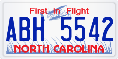 NC license plate ABH5542