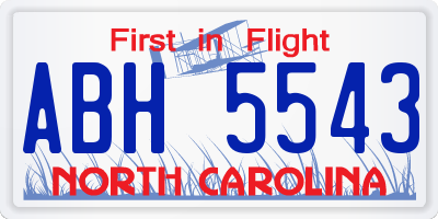 NC license plate ABH5543