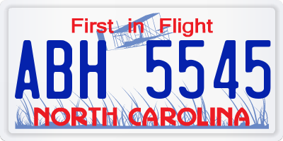 NC license plate ABH5545