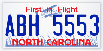 NC license plate ABH5553