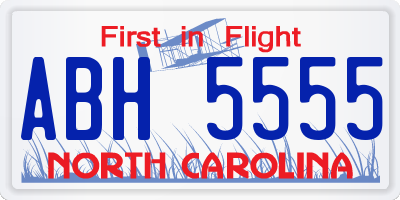 NC license plate ABH5555