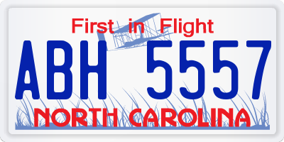 NC license plate ABH5557