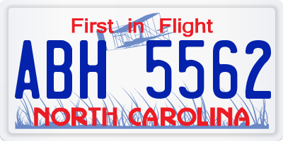 NC license plate ABH5562