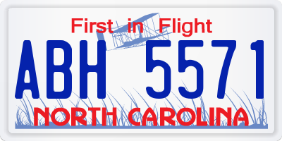 NC license plate ABH5571