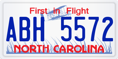NC license plate ABH5572