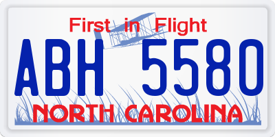NC license plate ABH5580