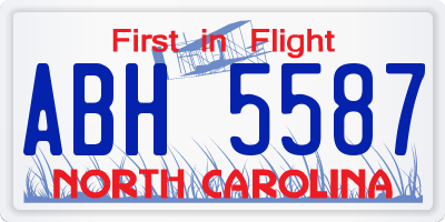 NC license plate ABH5587