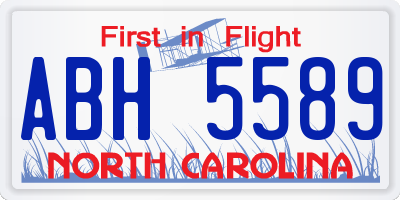 NC license plate ABH5589