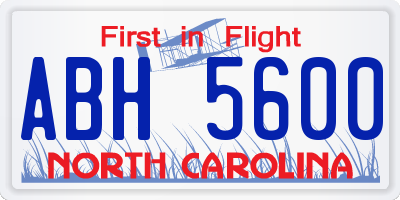 NC license plate ABH5600