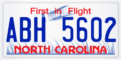 NC license plate ABH5602