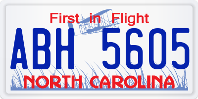 NC license plate ABH5605