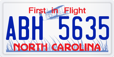 NC license plate ABH5635