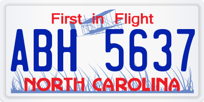 NC license plate ABH5637