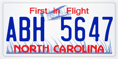 NC license plate ABH5647