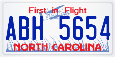NC license plate ABH5654