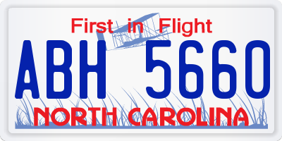 NC license plate ABH5660