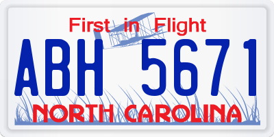 NC license plate ABH5671