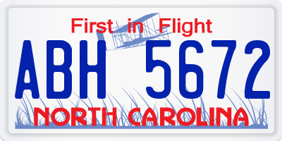 NC license plate ABH5672