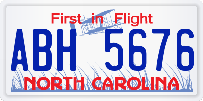 NC license plate ABH5676