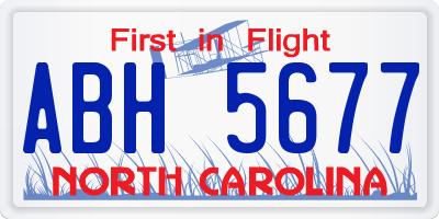 NC license plate ABH5677