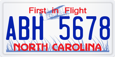 NC license plate ABH5678