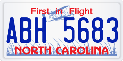 NC license plate ABH5683