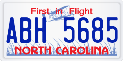 NC license plate ABH5685