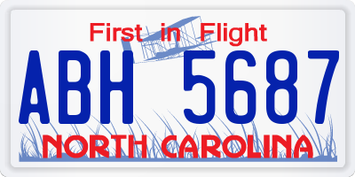 NC license plate ABH5687