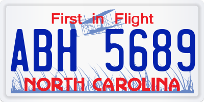 NC license plate ABH5689