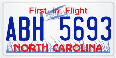 NC license plate ABH5693