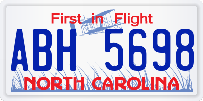 NC license plate ABH5698
