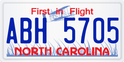 NC license plate ABH5705