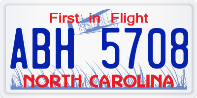 NC license plate ABH5708