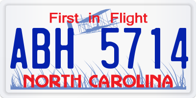 NC license plate ABH5714