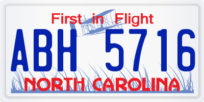 NC license plate ABH5716