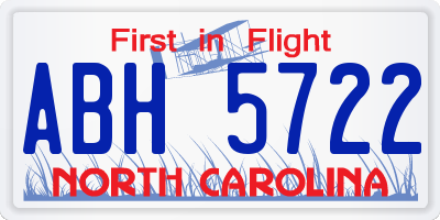 NC license plate ABH5722