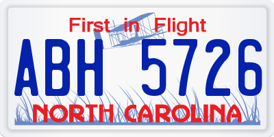 NC license plate ABH5726