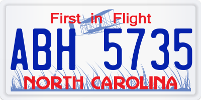 NC license plate ABH5735