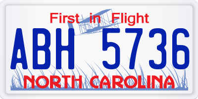 NC license plate ABH5736