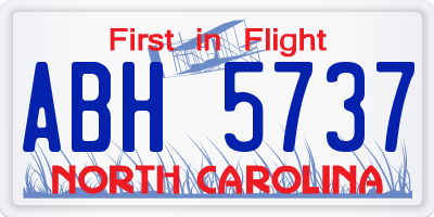 NC license plate ABH5737