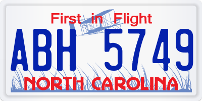 NC license plate ABH5749