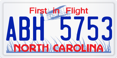 NC license plate ABH5753