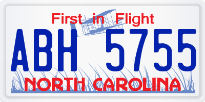 NC license plate ABH5755