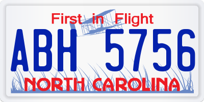 NC license plate ABH5756