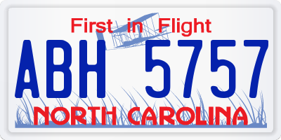 NC license plate ABH5757