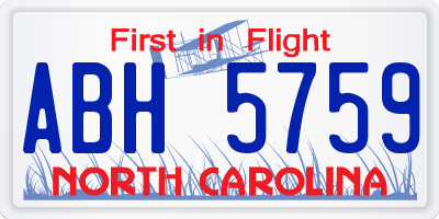 NC license plate ABH5759
