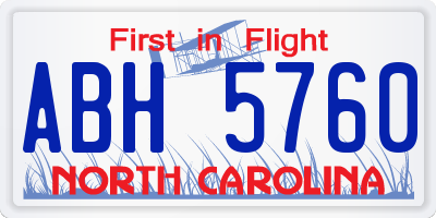 NC license plate ABH5760