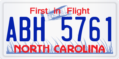 NC license plate ABH5761