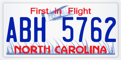 NC license plate ABH5762