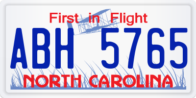 NC license plate ABH5765